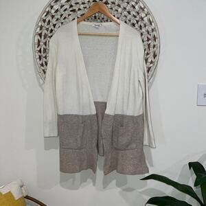 Madewell cream and tan cardigan sweater with pockets size xsmall